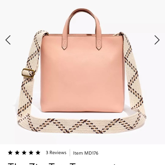 Madewell Handbags - Madewell Zip Top Leather Bag Special Edition Strap